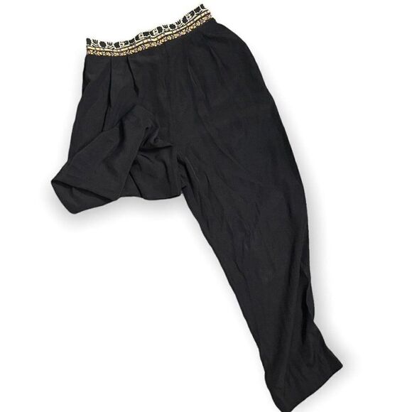 Melrose Crop Leg Pants Women's 14 Black Boho Casual Academia Gypsy Hippie VTG - Picture 3 of 7